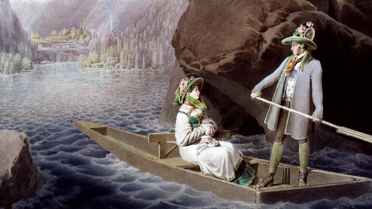 Erzherzog Johann und Anna Plochl auf einer Plätte