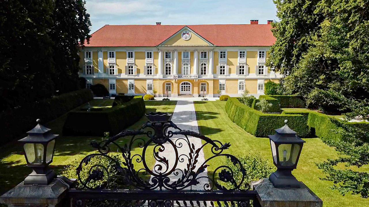 Zentraler Blick auf Schlossgarten und Schloss