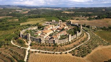 Luftaufnahme des Ortes Monteriggioni.