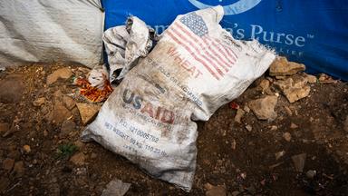 Weizensack von USAID in Mekele, Äthiopien