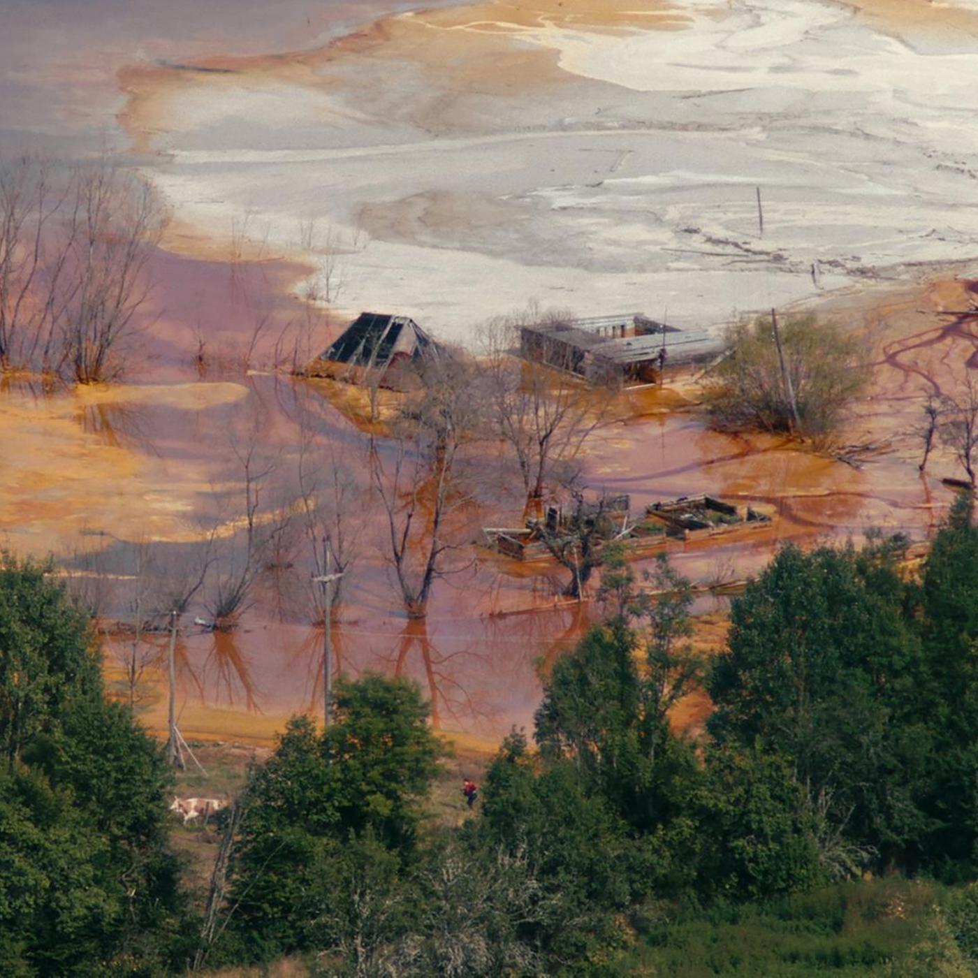 Das rumänische Dorf Geamăna im Apuseni-Gebirge versunken im giftigen Schlamm eines benachbarten Kupferbergwerks