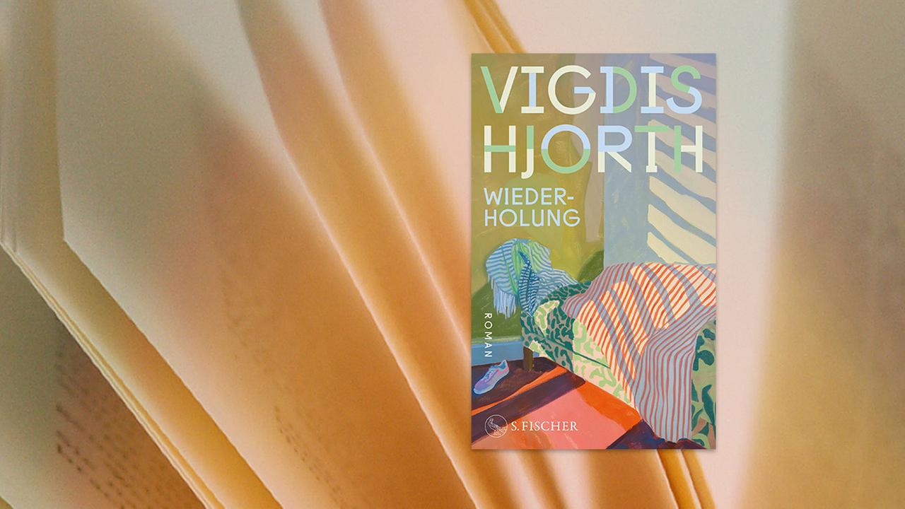 Auf dem Buchcover von "Wiederholungen" von Vigdis Hjorth ist ein gemaltes Schlafzimmer mit Bett zu sehen.