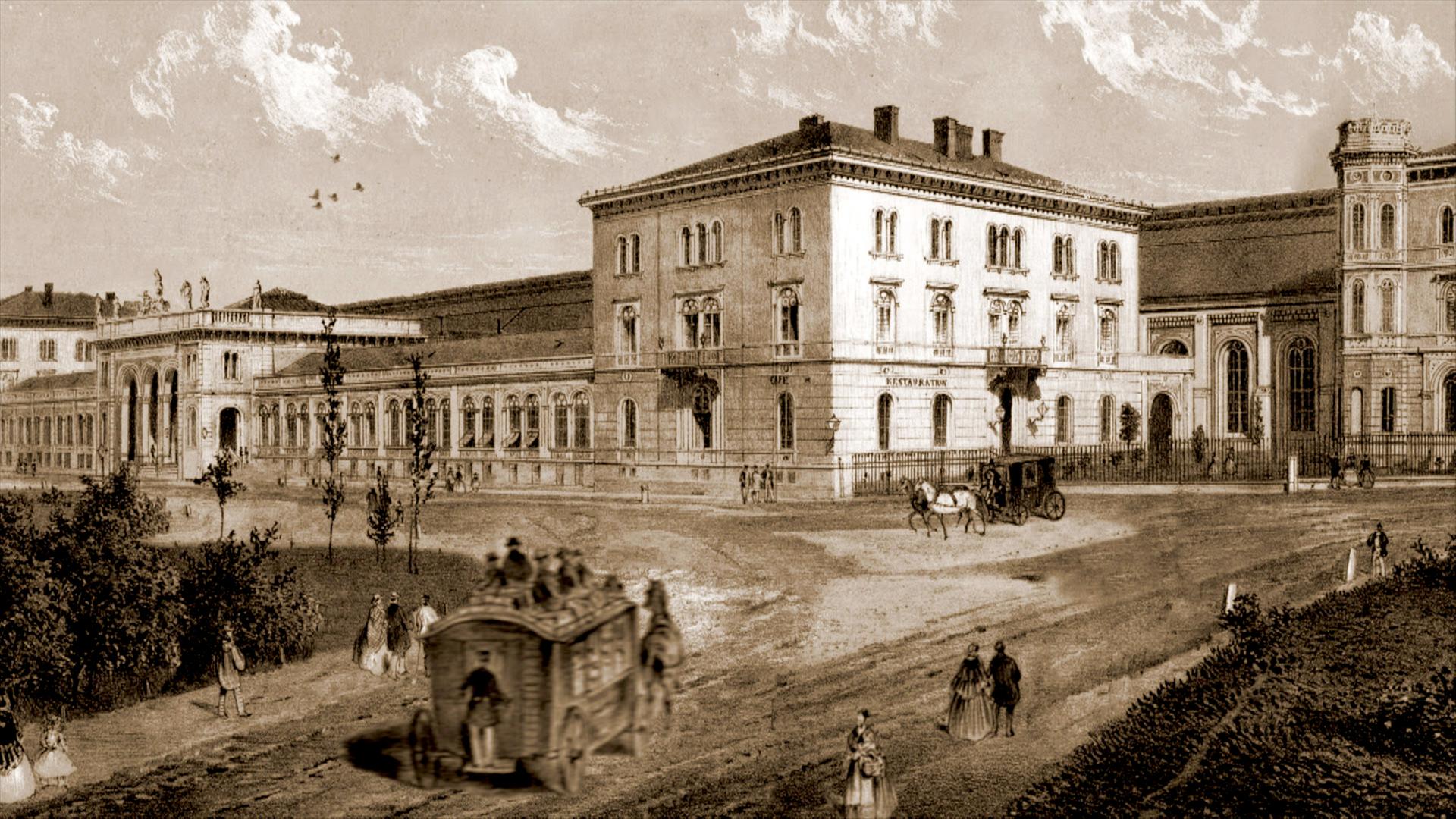 Historische Aufnahme eines Bahnhofes