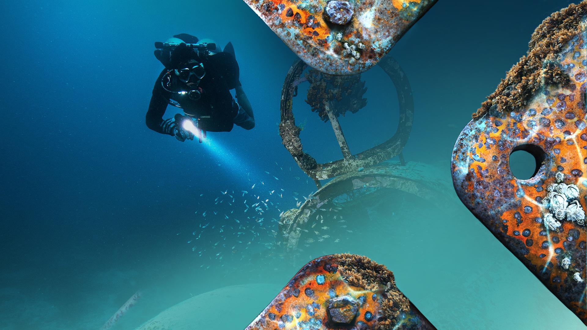 Wrackteile in der Lagune von Chuuk